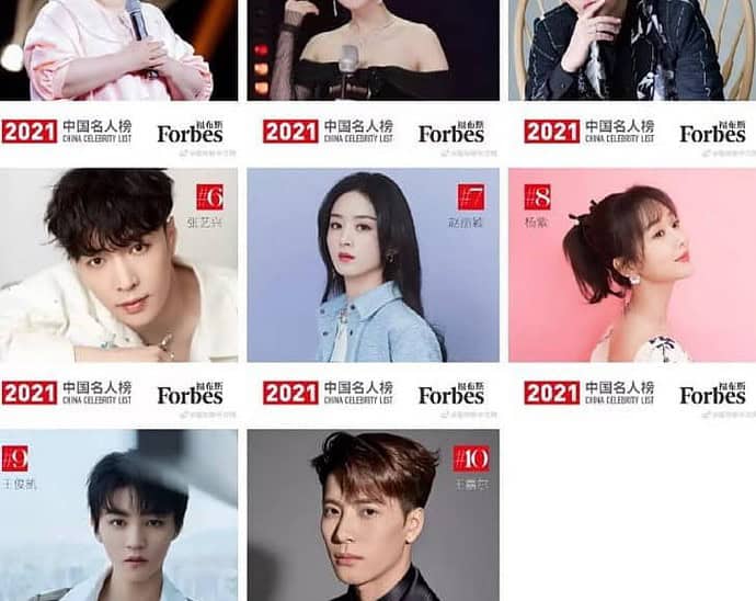 Tionghoa Org - Forbes China Merilis Daftar Top Selebriti China Tahun 2021 - 4